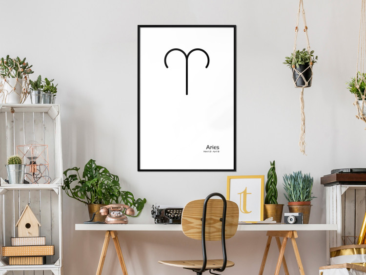 Wall Poster Aries - simple black and white composition with zodiac sign and text 117054 additionalImage 6
