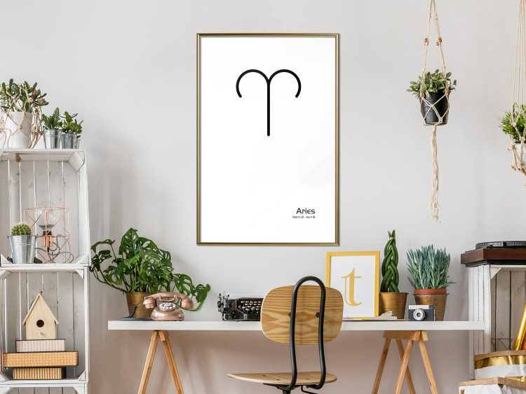 Wall Poster Aries - simple black and white composition with zodiac sign and text 117054 additionalImage 15
