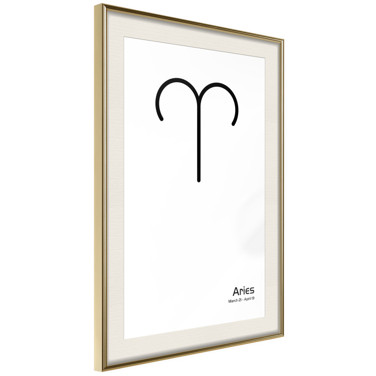Wall Poster Aries - simple black and white composition with zodiac sign and text 117054 additionalImage 2