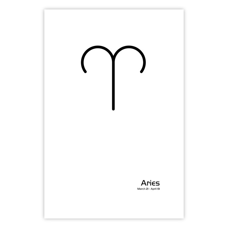 Wall Poster Aries - simple black and white composition with zodiac sign and text 117054 additionalImage 25