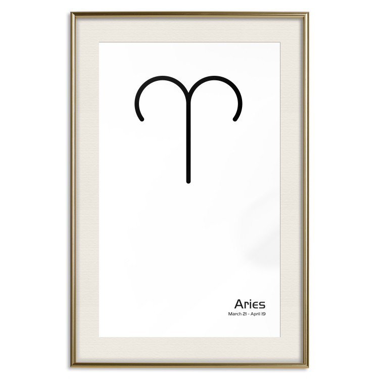 Wall Poster Aries - simple black and white composition with zodiac sign and text 117054 additionalImage 19