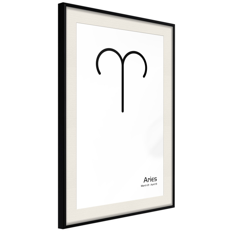 Wall Poster Aries - simple black and white composition with zodiac sign and text 117054 additionalImage 3