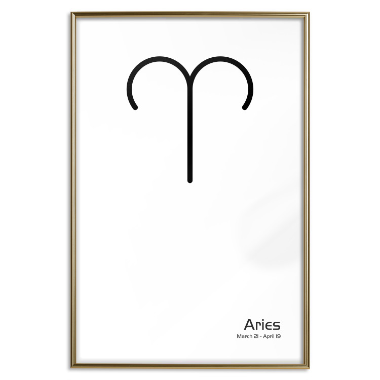 Wall Poster Aries - simple black and white composition with zodiac sign and text 117054 additionalImage 20
