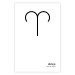 Wall Poster Aries - simple black and white composition with zodiac sign and text 117054