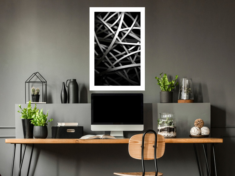 Wall Poster In the Web - black and white industrial abstraction with dense vines 117554 additionalImage 2
