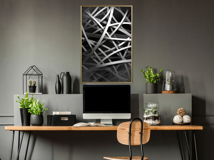 Wall Poster In the Web - black and white industrial abstraction with dense vines 117554 additionalImage 5
