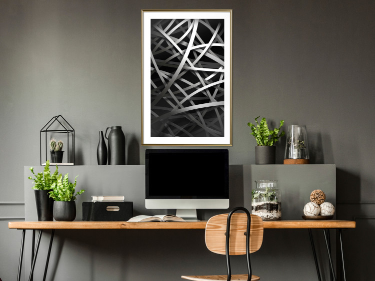 Wall Poster In the Web - black and white industrial abstraction with dense vines 117554 additionalImage 13