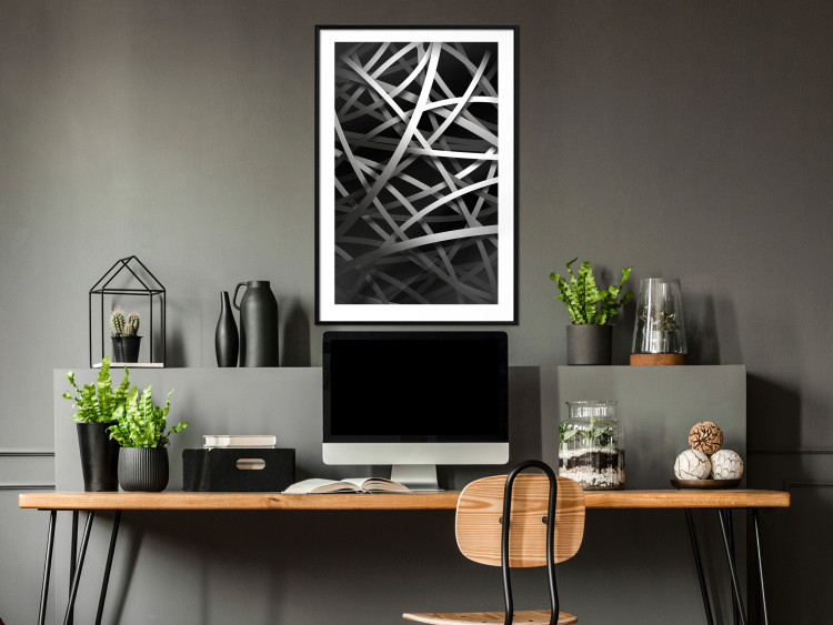 Wall Poster In the Web - black and white industrial abstraction with dense vines 117554 additionalImage 4