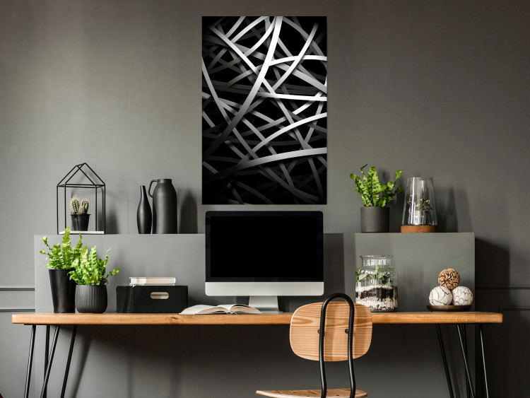 Wall Poster In the Web - black and white industrial abstraction with dense vines 117554 additionalImage 17