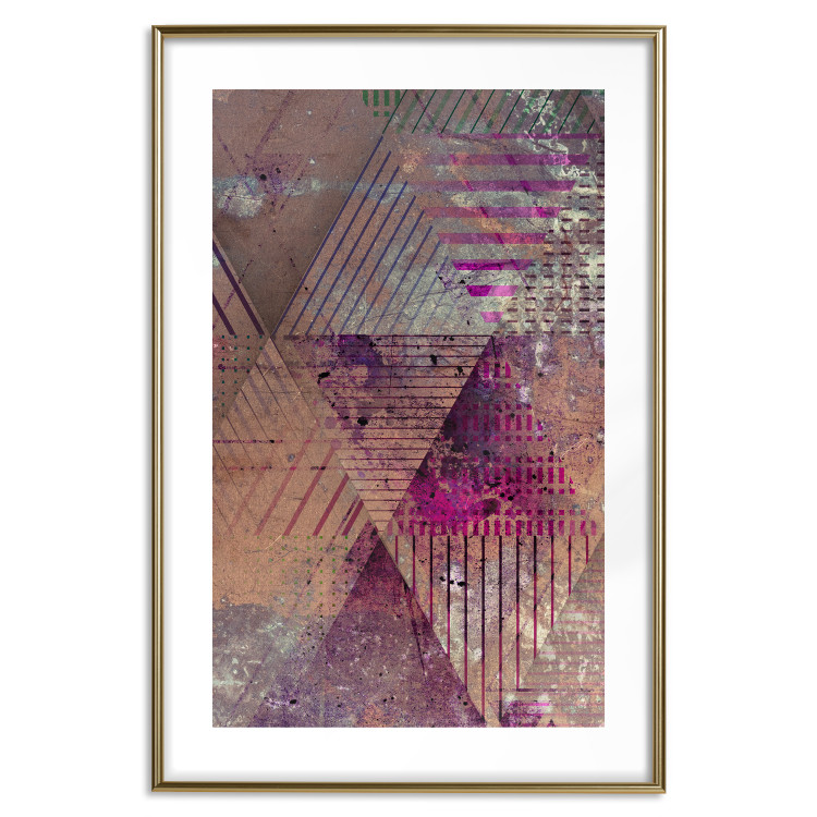Poster Autumn Abstraction - colorful geometric composition with violet 118254 additionalImage 16