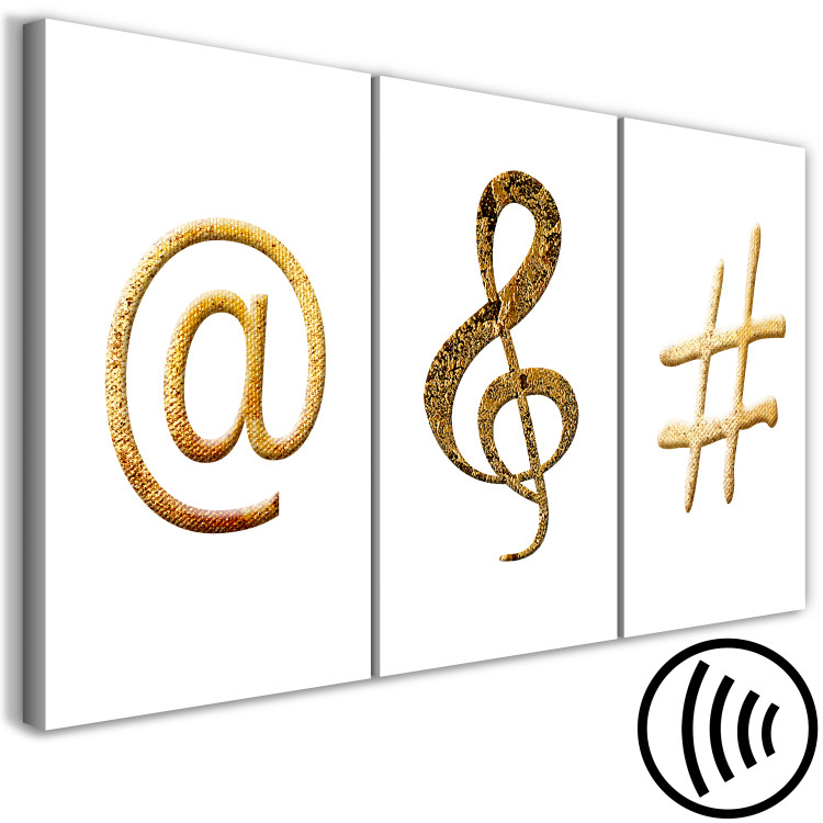 Canvas Print Signs - a typographic triptych in gold and copper on a white 118454 additionalImage 6
