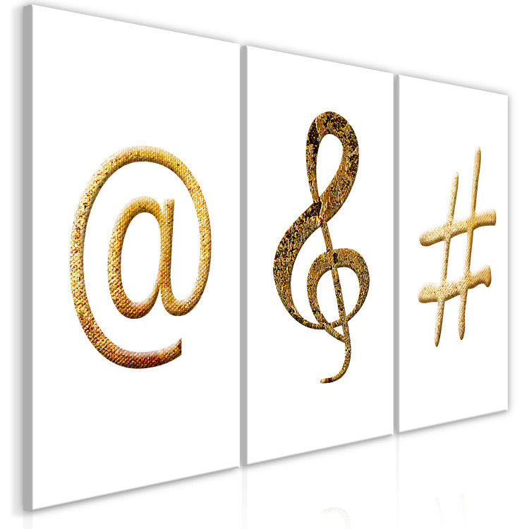 Canvas Print Signs - a typographic triptych in gold and copper on a white 118454 additionalImage 2