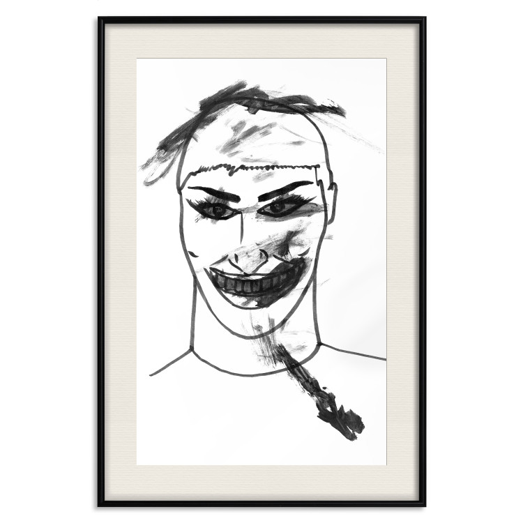 Wall Poster Joker - black and white unconventional portrait of a man amidst dark spots 119254 additionalImage 18