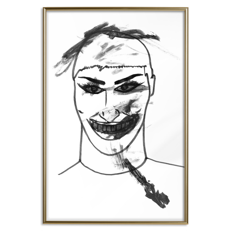 Wall Poster Joker - black and white unconventional portrait of a man amidst dark spots 119254 additionalImage 16