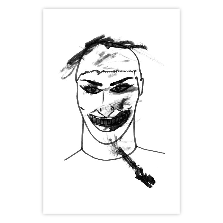 Wall Poster Joker - black and white unconventional portrait of a man amidst dark spots 119254 additionalImage 25