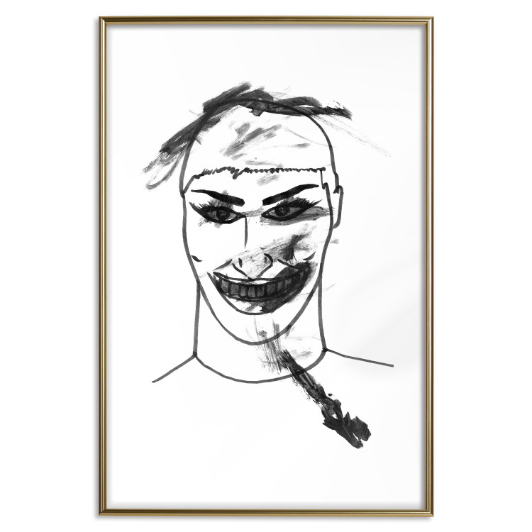 Wall Poster Joker - black and white unconventional portrait of a man amidst dark spots 119254 additionalImage 14