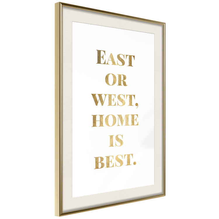 Poster Gold Home Is Best - English text in a quote format on a white background 122954 additionalImage 2