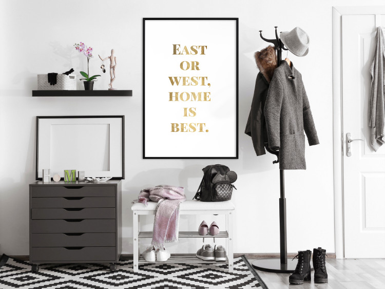 Poster Gold Home Is Best - English text in a quote format on a white background 122954 additionalImage 6