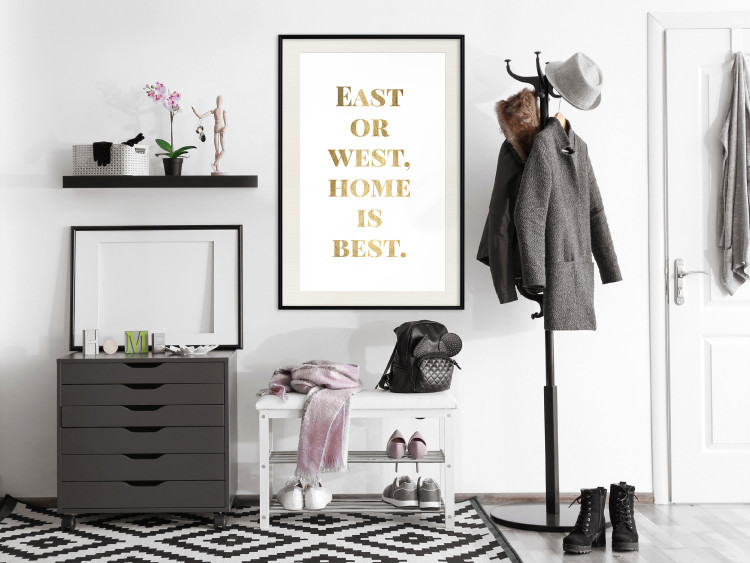 Poster Gold Home Is Best - English text in a quote format on a white background 122954 additionalImage 22