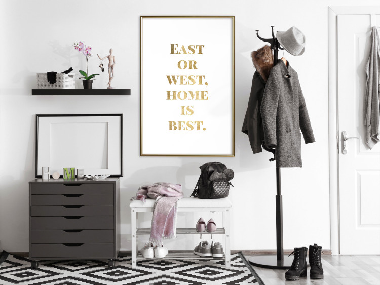 Poster Gold Home Is Best - English text in a quote format on a white background 122954 additionalImage 15