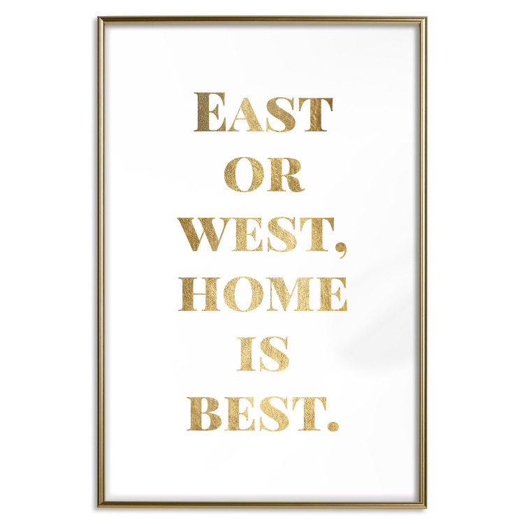 Poster Gold Home Is Best - English text in a quote format on a white background 122954 additionalImage 16