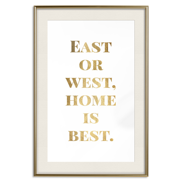 Poster Gold Home Is Best - English text in a quote format on a white background 122954 additionalImage 19