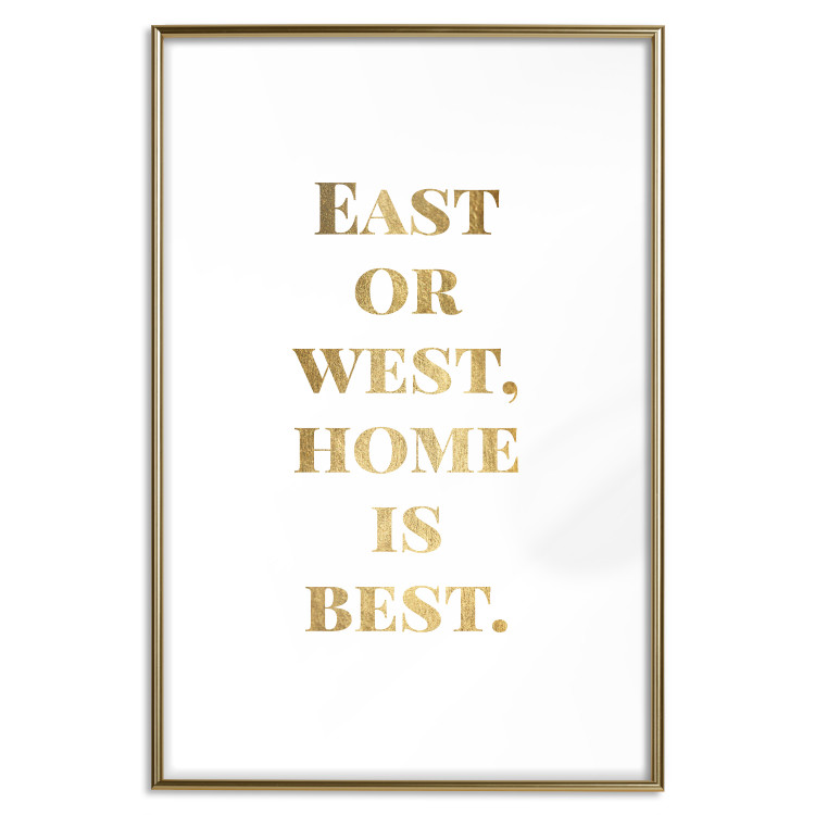 Poster Gold Home Is Best - English text in a quote format on a white background 122954 additionalImage 14