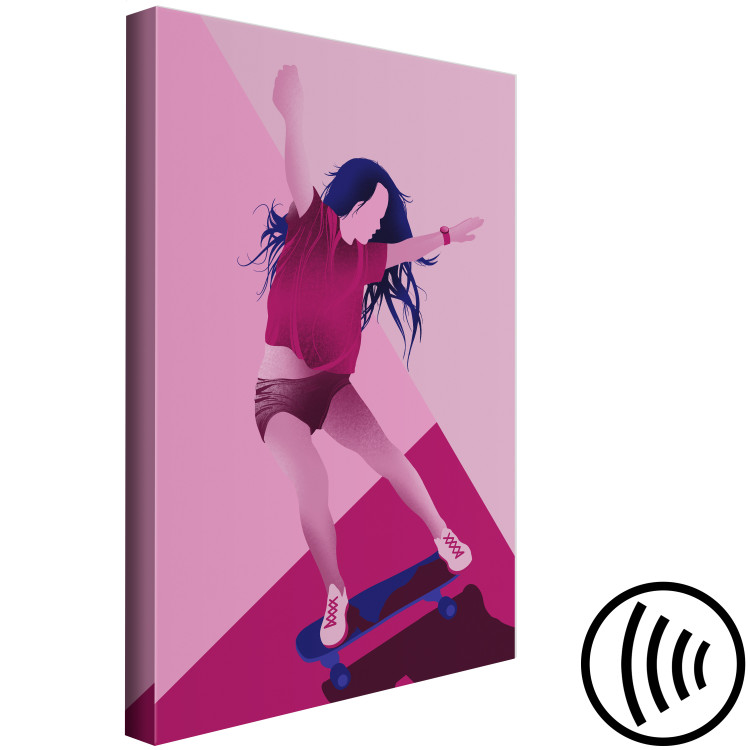 Canvas Driving power - Pink graphic with a woman drawing on a board ideal for a girl or teen room 123354 additionalImage 6