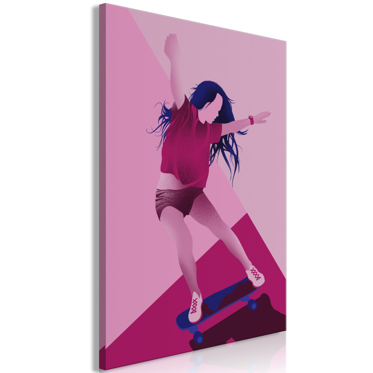 Canvas Driving power - Pink graphic with a woman drawing on a board ideal for a girl or teen room 123354 additionalImage 2