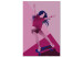 Canvas Driving power - Pink graphic with a woman drawing on a board ideal for a girl or teen room 123354