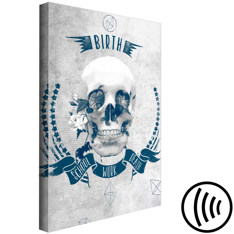 Canvas Art Print Skull and flowers - steam punk style graphic with English inscription 123554 additionalImage 6