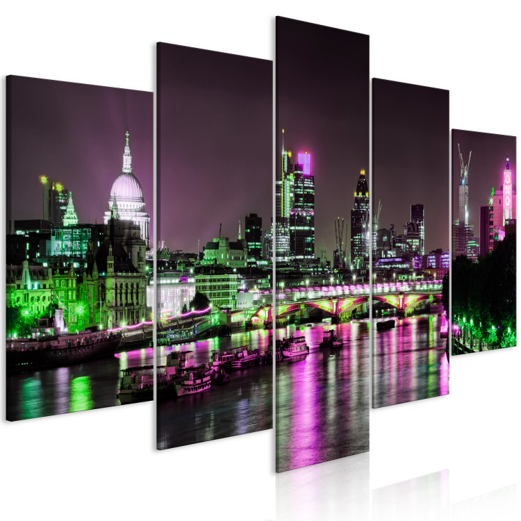 Canvas Art Print Night view of London - skyscrapers, St. Paul's cathedral and Thames 123654 additionalImage 2