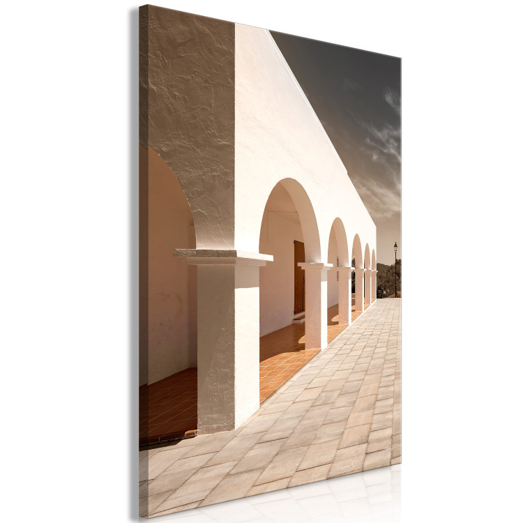Canvas Print Greek arcades - city architecture with stone arches and sand columns on a beige background 123754 additionalImage 2