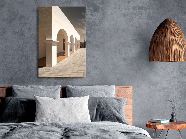 Canvas Print Greek arcades - city architecture with stone arches and sand columns on a beige background 123754 additionalImage 3