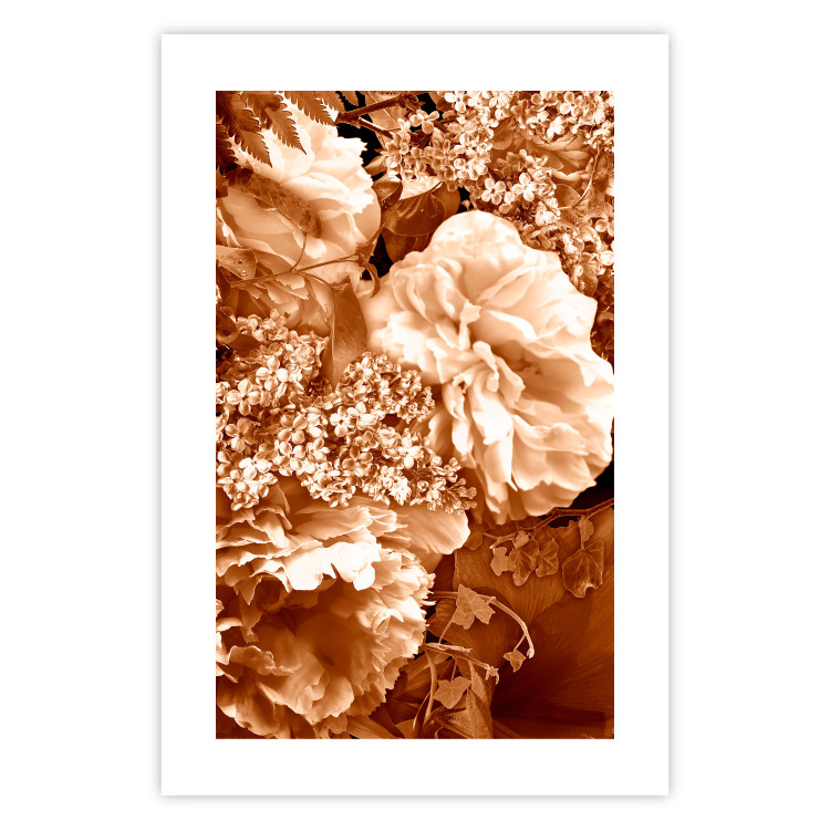 Poster Warm Scent - large and small plant flowers in autumn sepia tone 123854 additionalImage 18