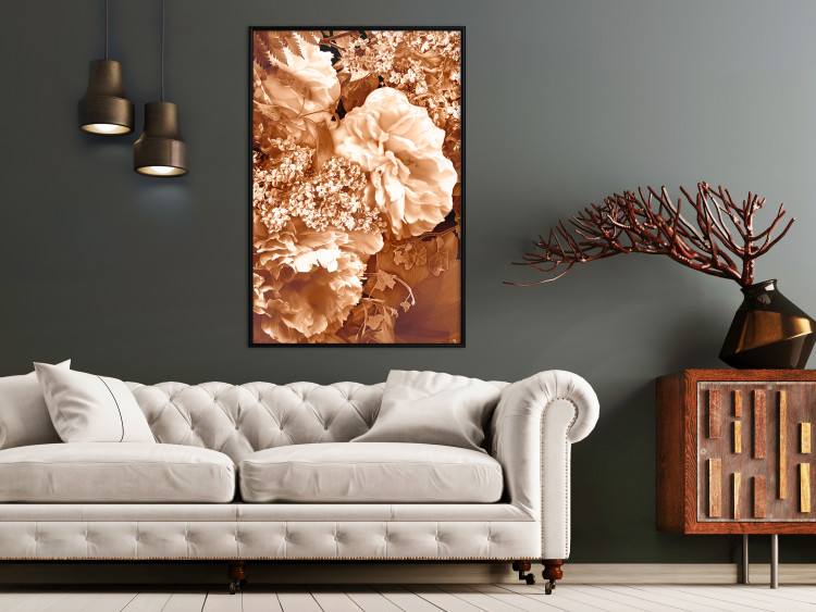 Poster Warm Scent - large and small plant flowers in autumn sepia tone 123854 additionalImage 3