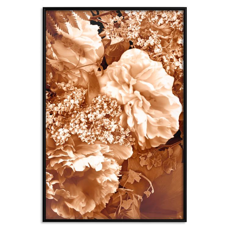Poster Warm Scent - large and small plant flowers in autumn sepia tone 123854 additionalImage 17