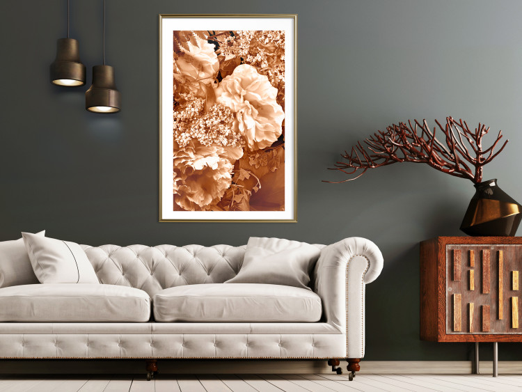Poster Warm Scent - large and small plant flowers in autumn sepia tone 123854 additionalImage 13