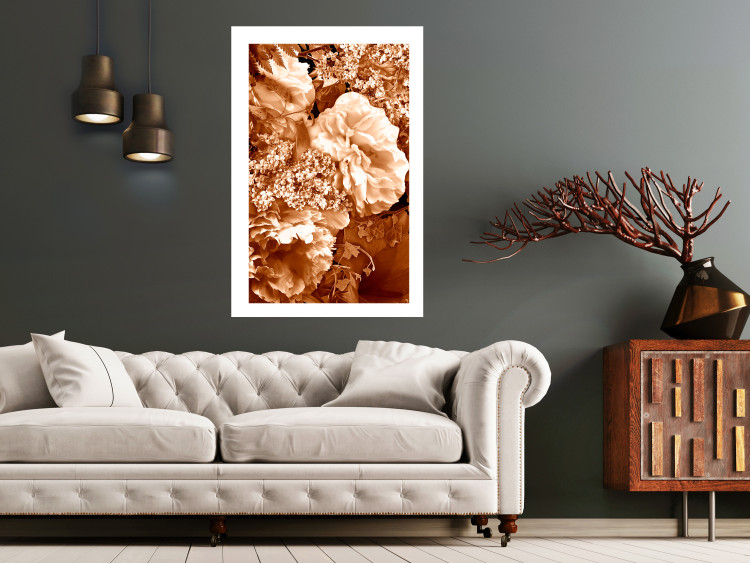 Poster Warm Scent - large and small plant flowers in autumn sepia tone 123854 additionalImage 2
