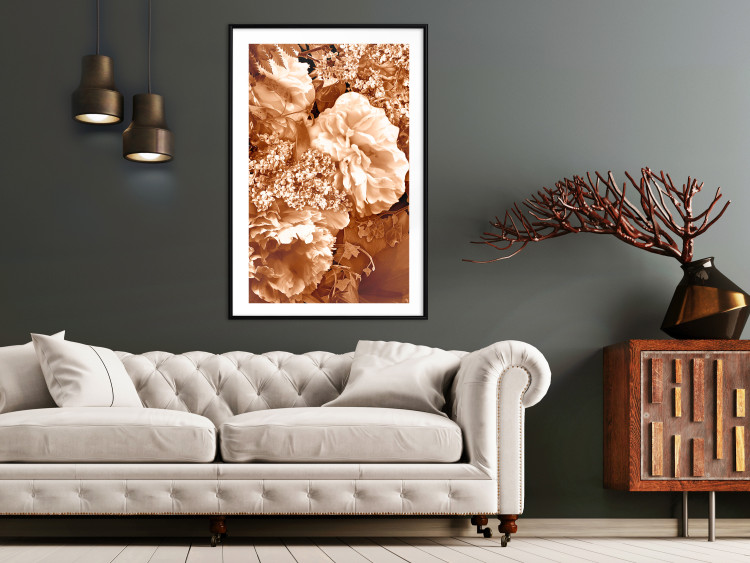 Poster Warm Scent - large and small plant flowers in autumn sepia tone 123854 additionalImage 4
