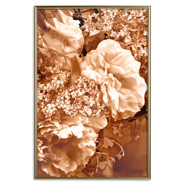 Poster Warm Scent - large and small plant flowers in autumn sepia tone 123854 additionalImage 19