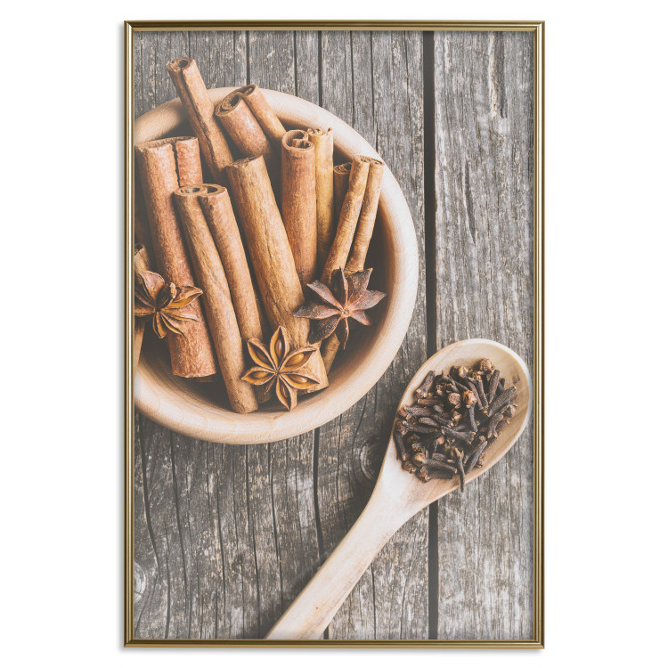 Wall Poster Spice Scent - winter cinnamon spice lying on a wooden table 124454 additionalImage 20