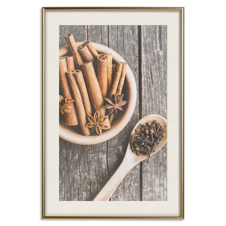 Wall Poster Spice Scent - winter cinnamon spice lying on a wooden table 124454 additionalImage 19