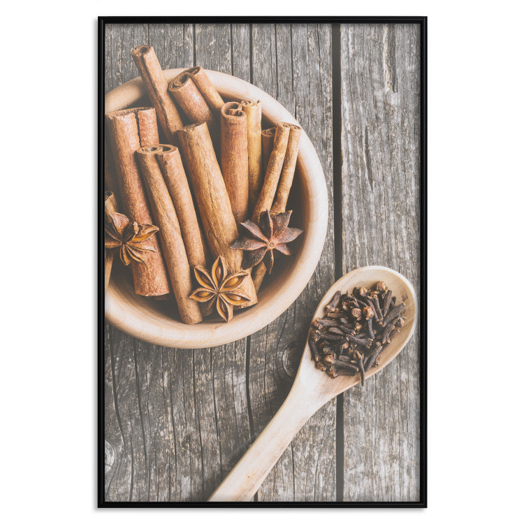 Wall Poster Spice Scent - winter cinnamon spice lying on a wooden table 124454 additionalImage 24