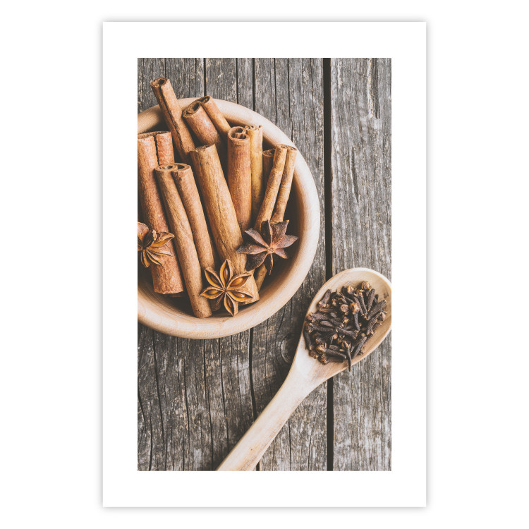 Wall Poster Spice Scent - winter cinnamon spice lying on a wooden table 124454 additionalImage 25