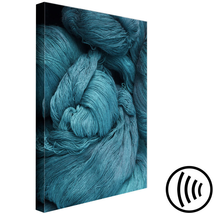 Canvas Art Print River of wool - an abstract depicting weave of turquoise yarns 124954 additionalImage 6