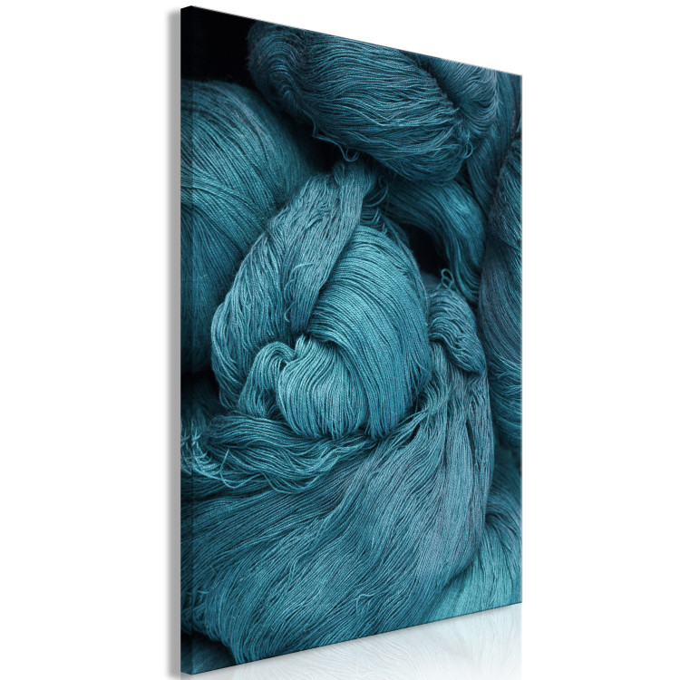 Canvas Art Print River of wool - an abstract depicting weave of turquoise yarns 124954 additionalImage 2