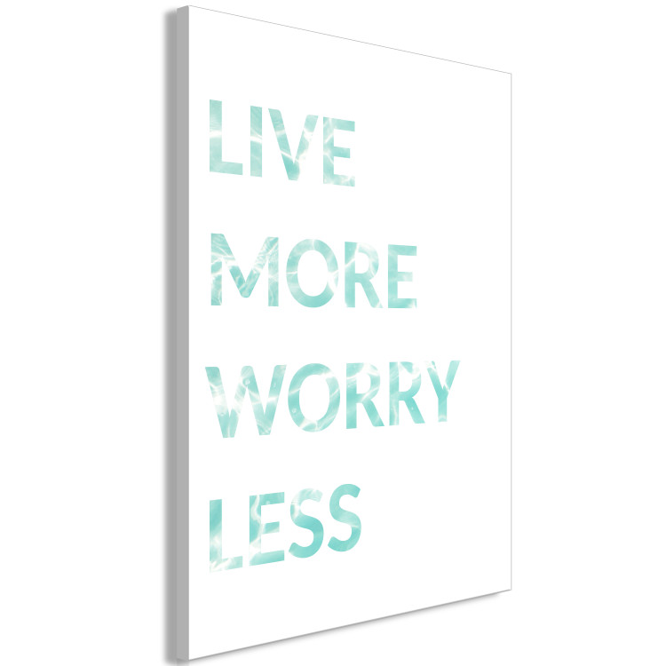 Canvas Print Mint English Live more worry less sign - on a white background 128354 additionalImage 2