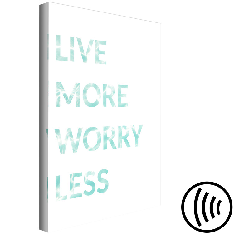 Canvas Print Mint English Live more worry less sign - on a white background 128354 additionalImage 6