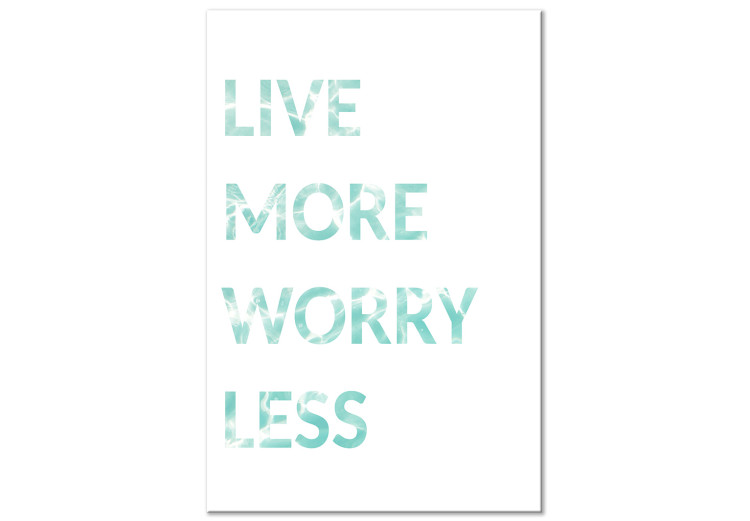 Canvas Print Mint English Live more worry less sign - on a white background 128354